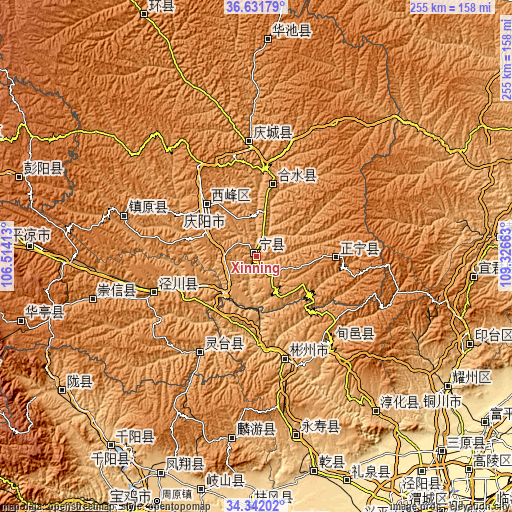 Topographic map of Xinning