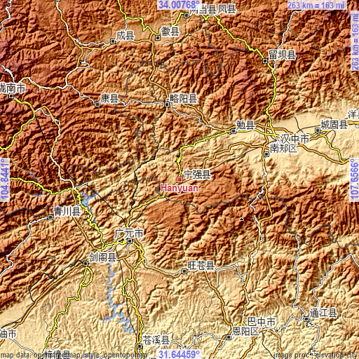 Topographic map of Hanyuan