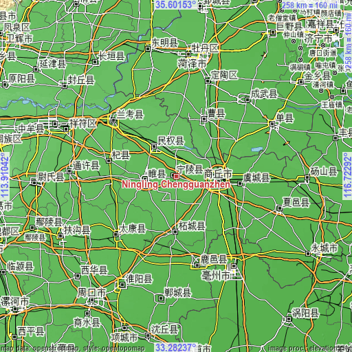 Topographic map of Ningling Chengguanzhen