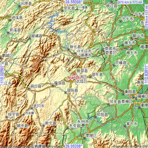 Topographic map of Niangxi