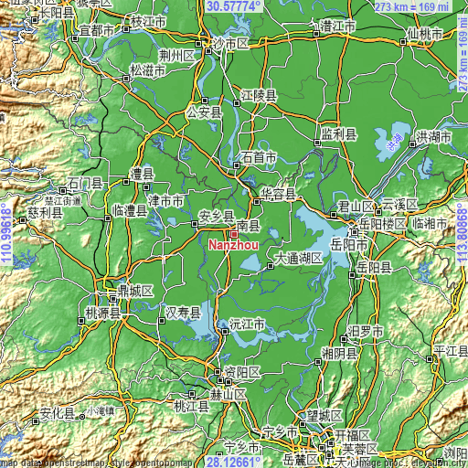 Topographic map of Nanzhou
