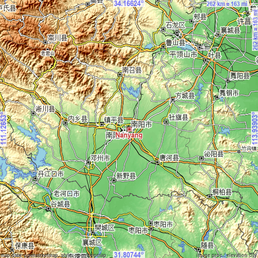 Topographic map of Nanyang