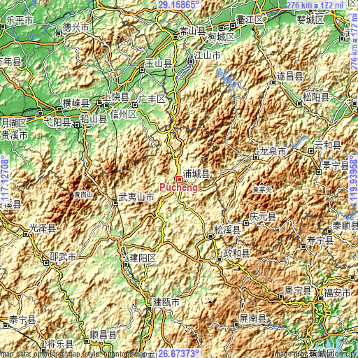 Topographic map of Pucheng