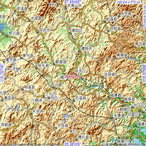 Topographic map of Nanping