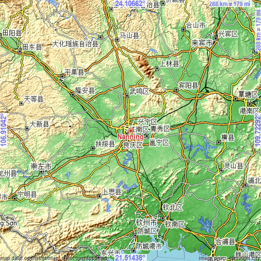 Topographic map of Nanning