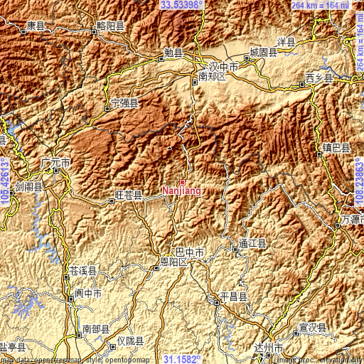 Topographic map of Nanjiang