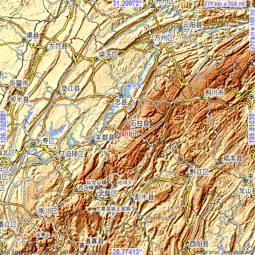 Topographic map of Nanbin