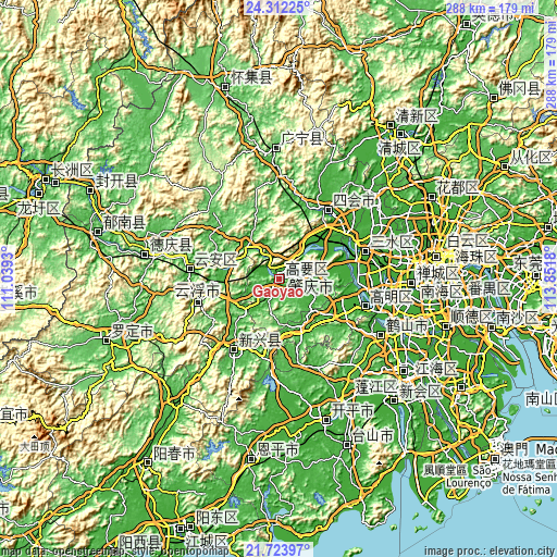 Topographic map of Gaoyao