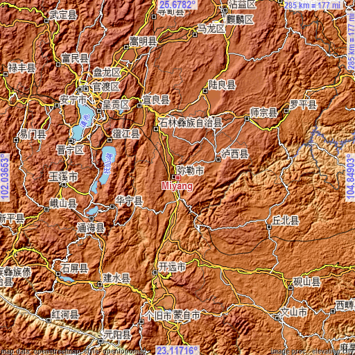 Topographic map of Miyang