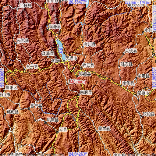 Topographic map of Micheng