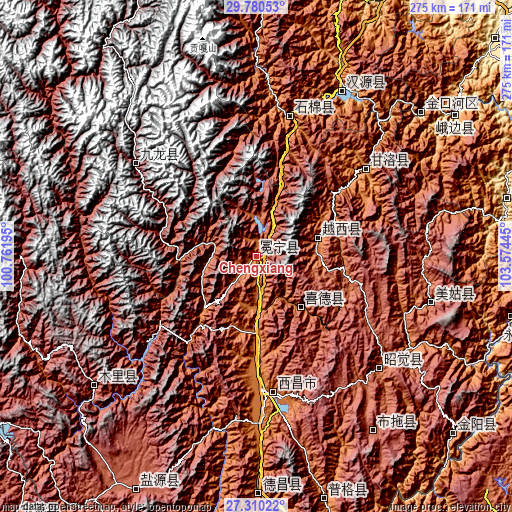 Topographic map of Chengxiang