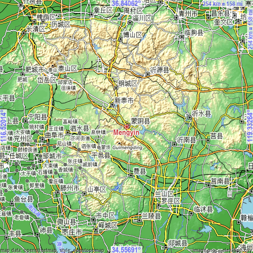 Topographic map of Mengyin