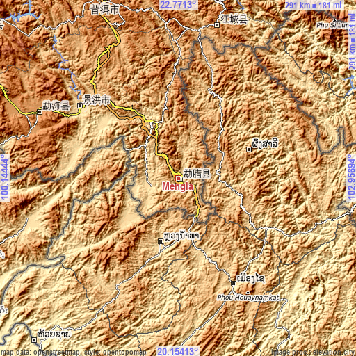 Topographic map of Mengla