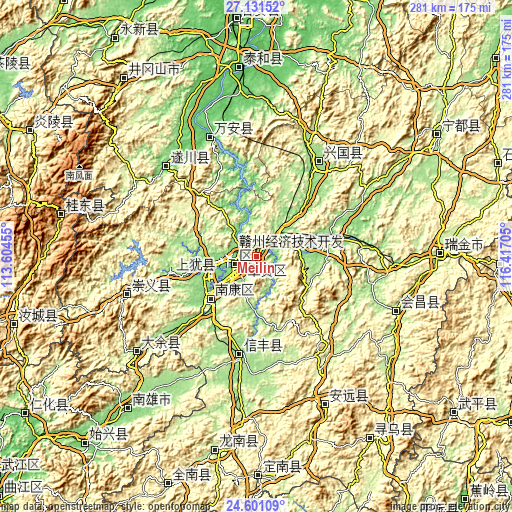 Topographic map of Meilin