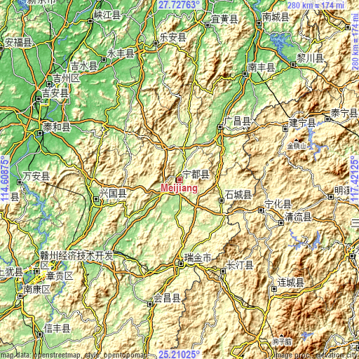 Topographic map of Meijiang