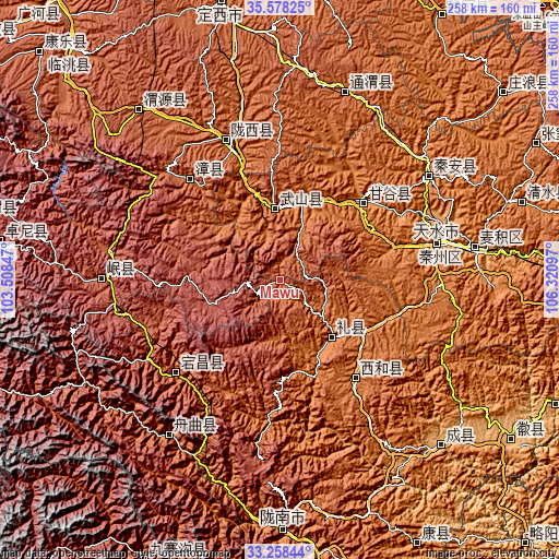 Topographic map of Mawu