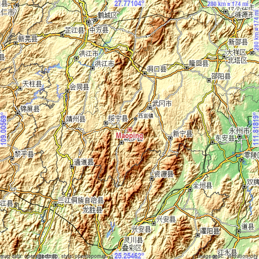 Topographic map of Maoping