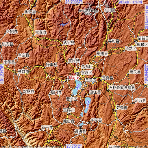 Topographic map of Majie