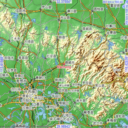 Topographic map of Macheng