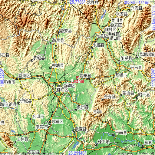 Topographic map of Luzhai