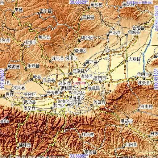 Topographic map of Luyuan