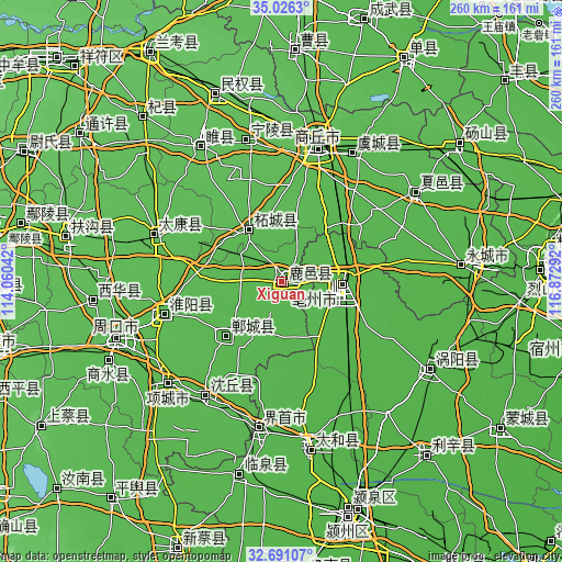 Topographic map of Xiguan