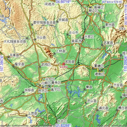 Topographic map of Luxu