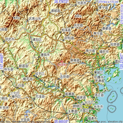 Topographic map of Luxia