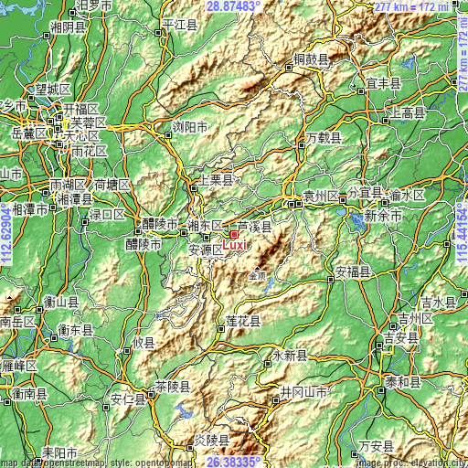 Topographic map of Luxi