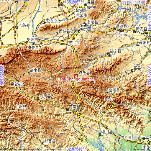 Topographic map of Lushi Chengguanzhen
