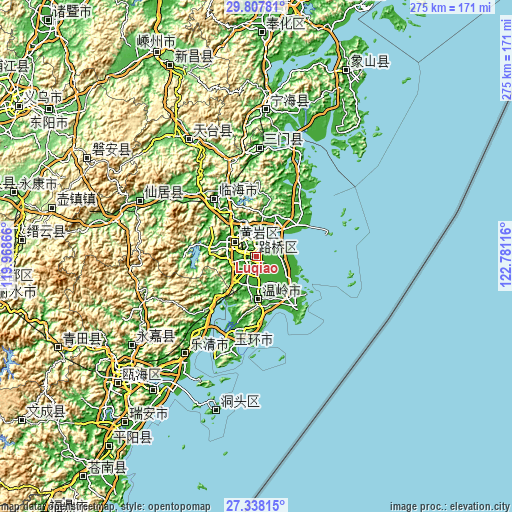 Topographic map of Luqiao