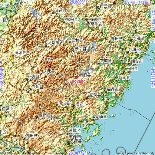 Topographic map of Luoyang
