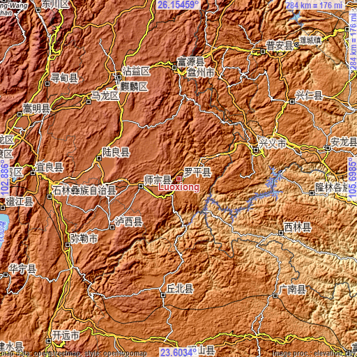 Topographic map of Luoxiong