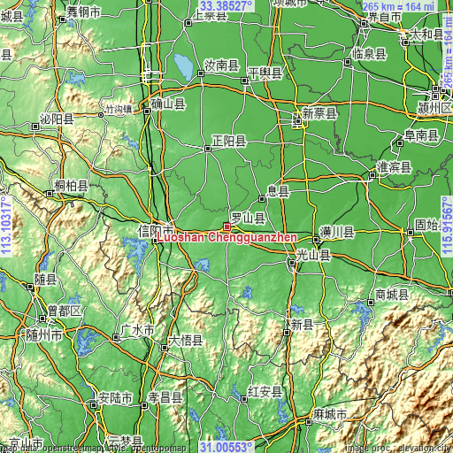 Topographic map of Luoshan Chengguanzhen