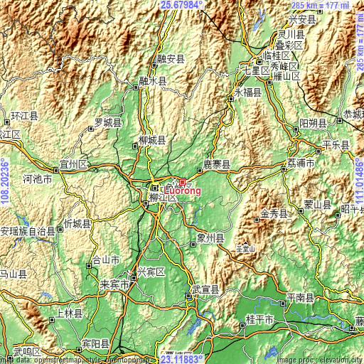 Topographic map of Luorong