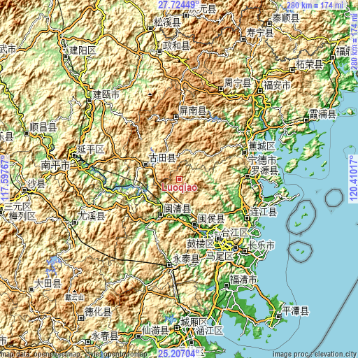 Topographic map of Luoqiao