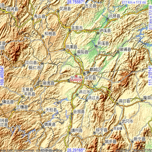 Topographic map of Luojiu