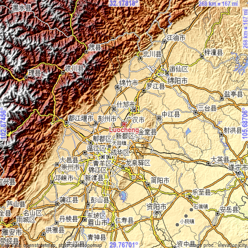 Topographic map of Luocheng