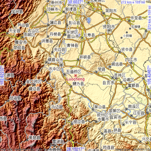 Topographic map of Luocheng