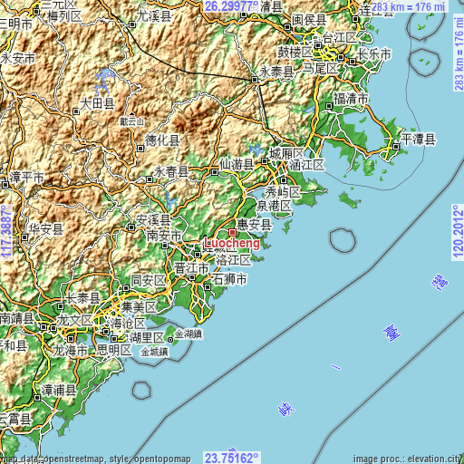 Topographic map of Luocheng