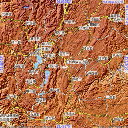 Topographic map of Lufu