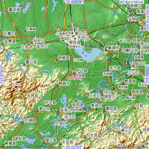 Topographic map of Lucheng