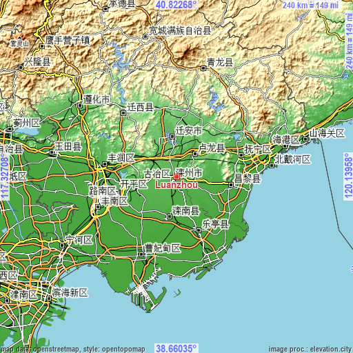 Topographic map of Luanzhou