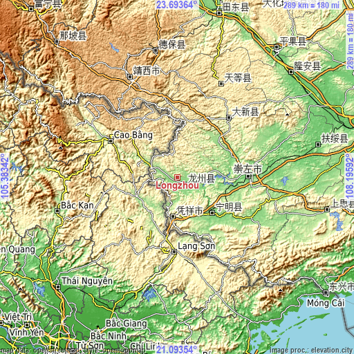 Topographic map of Longzhou