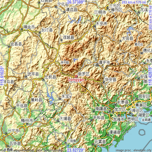 Topographic map of Longyan