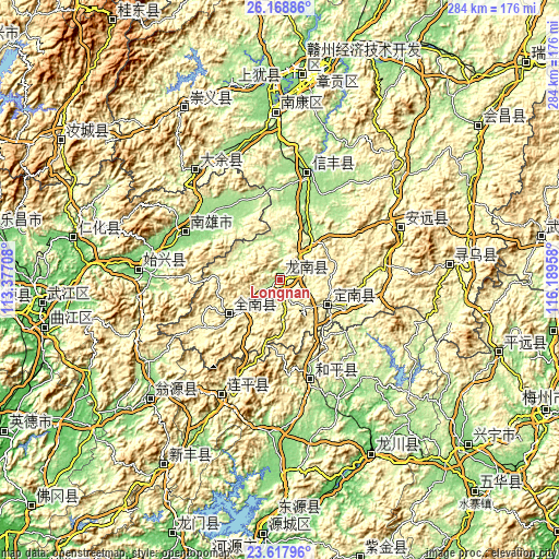 Topographic map of Longnan