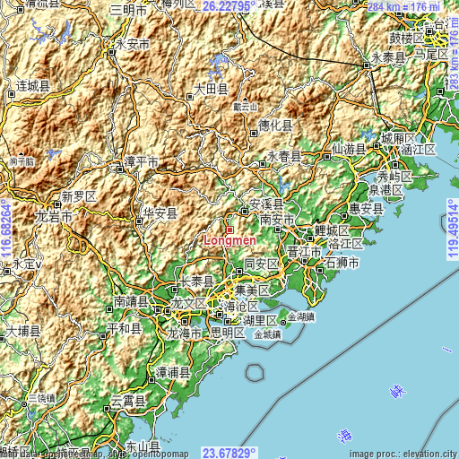 Topographic map of Longmen