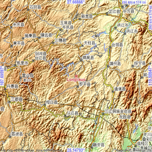 Topographic map of Longlisuo