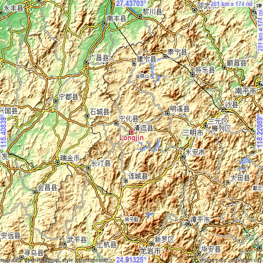 Topographic map of Longjin