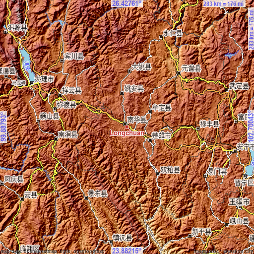 Topographic map of Longchuan